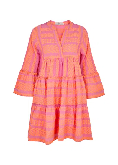 Devotion Ella Embroidered Cotton-blend Mini Dress In Pink