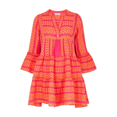 Devotion Ella Embroidered Stretch-cotton Mini Dress In Orange
