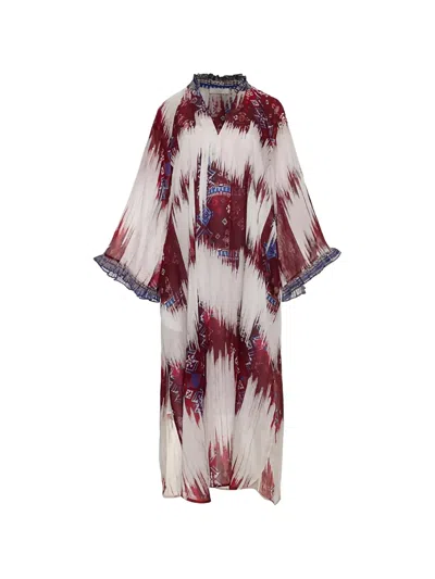 Devotion Freesia Patterned V-neck Dress In White