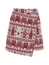 Devotion Lush Patterned Asymmetric Skirt In Red