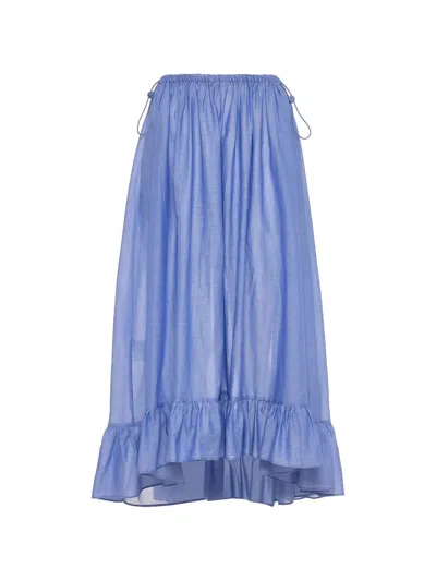 Devotion Haze Ruffled Long Skirt In Blue