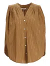 Devotion Iris Metallic-striped Cotton Blouse In Brown