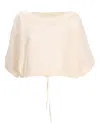 Devotion Kaliopi Drawstring Boat-neck Top In Neutral