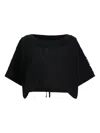 Devotion Kaliopi Frayed-edge Cotton Top In Black