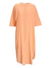 Devotion Metallic-striped Button Midi Dress In Orange
