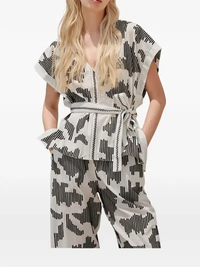 Devotion Orenda Patterned Cropped Trousers In Black