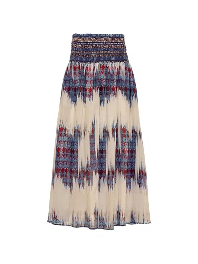 Devotion Saffron Patterned Midi Skirt In Neutral