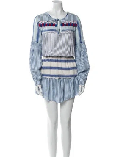 Pre-owned Devotion Striped Mini Dress In Blue