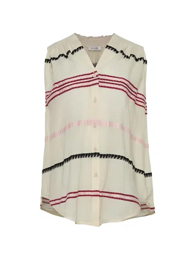 Devotion Striped Sleeveless Shirt In Pink