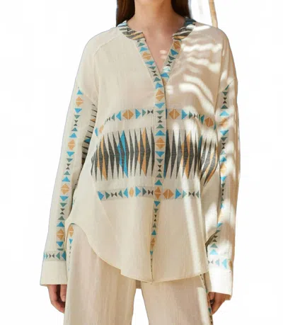 Devotion Twins Angel Button Down Cotton Shirt In Baby Blue In Neutral