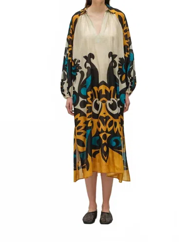 Devotion Twins Chirpy Long Sleeve Maxi Dress In Multi