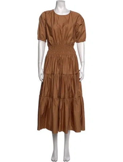 Pre-owned Devotion Twins Crew Neck Midi Length Dress W/ Tags In Brown