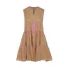 Devotion Twins Ella Sleeveless Dress In Yellow/pink In Brown
