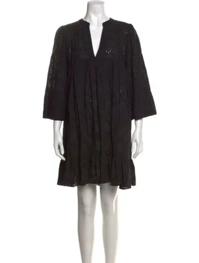 Pre-owned Devotion Twins Lace Pattern Mini Dress In Black