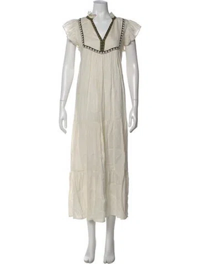 Pre-owned Devotion Twins Linen Long Dress In Neutral