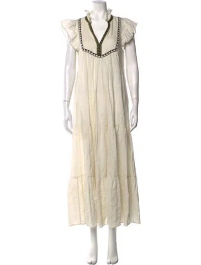 Pre-owned Devotion Twins Linen Long Dress In Neutrals