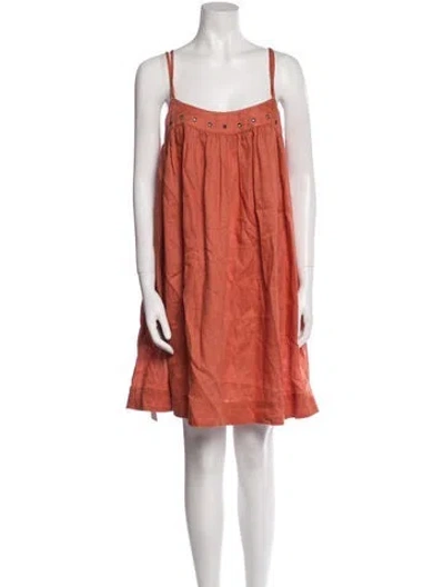 Pre-owned Devotion Twins Linen Mini Dress W/ Tags In Orange