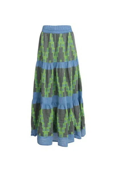 Devotion Twins Midi Skirt In Blue/green In Multi