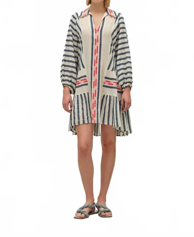 Devotion Twins Nifty Nautical Long Sleeve Cotton Dress In Black
