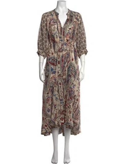 Pre-owned Devotion Twins Paisley Print Long Dress In Multicolor