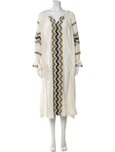 Pre-owned Devotion Twins Patterned Long Dress In Neutrals