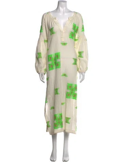 Pre-owned Devotion Twins Patterned Long Dress In Neutrals