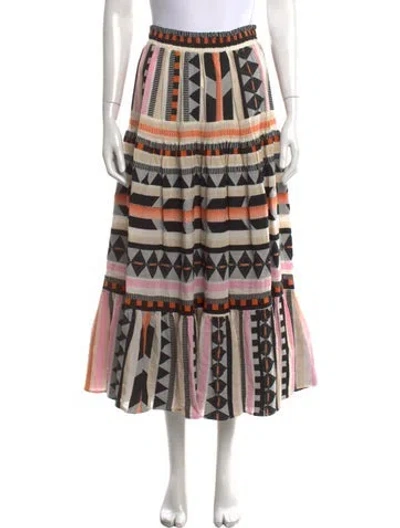 Pre-owned Devotion Twins Patterned Long Skirt In Neutral