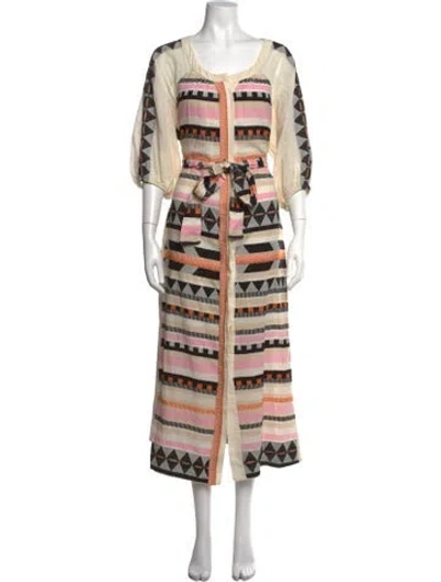 Pre-owned Devotion Twins Patterned Midi Length Dress In Neutrals