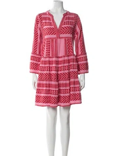 Pre-owned Devotion Twins Patterned Mini Dress In Pink