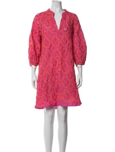 Pre-owned Devotion Twins Patterned Mini Dress In Pink