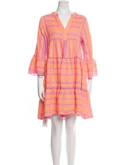 Pre-owned Devotion Twins Patterned Mini Dress In Pink