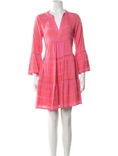 Pre-owned Devotion Twins Patterned Mini Dress In Pink