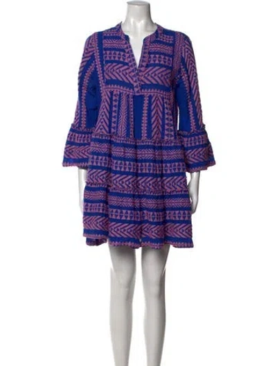 Pre-owned Devotion Twins Patterned Mini Dress In Purple