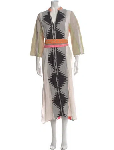 Pre-owned Devotion Twins Printed Long Dress In Neutral