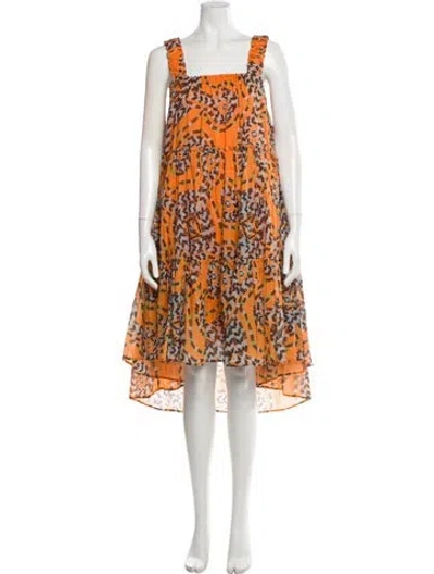 Pre-owned Devotion Twins Printed Midi Length Dress In Multi