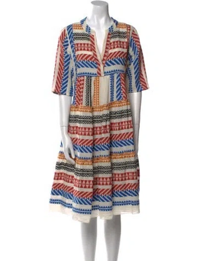 Pre-owned Devotion Twins Printed Midi Length Dress In Multi