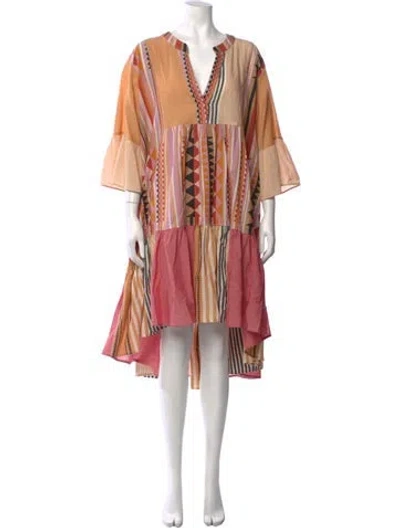 Pre-owned Devotion Twins Printed Midi Length Dress In Pink