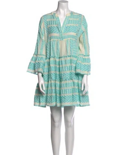 Pre-owned Devotion Twins Printed Mini Dress In Blue