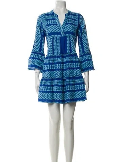 Pre-owned Devotion Twins Printed Mini Dress In Blue