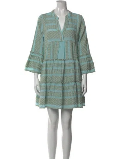 Pre-owned Devotion Twins Printed Mini Dress In Blue