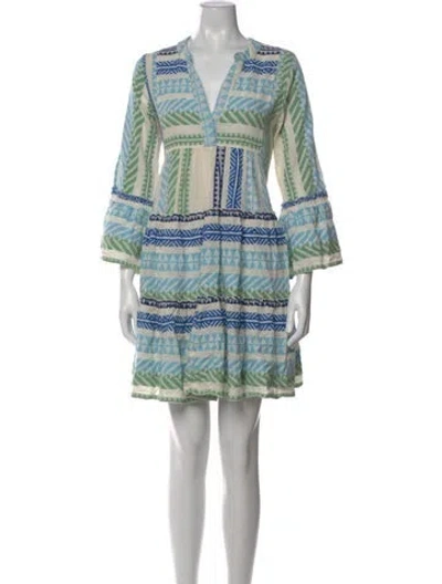 Pre-owned Devotion Twins Printed Mini Dress In Blue