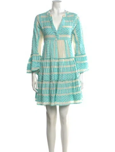 Pre-owned Devotion Twins Printed Mini Dress In Blue