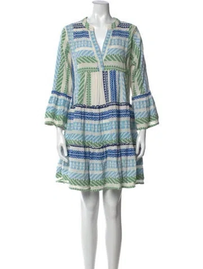Pre-owned Devotion Twins Printed Mini Dress In Blue