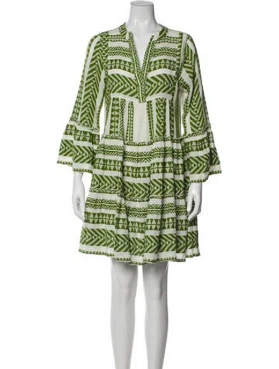 Pre-owned Devotion Twins Printed Mini Dress In Green