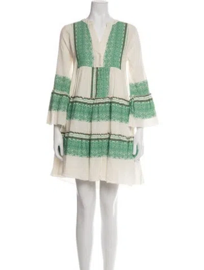 Pre-owned Devotion Twins Printed Mini Dress In Green
