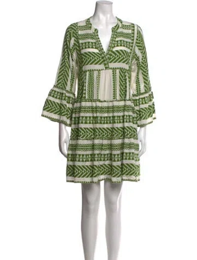 Pre-owned Devotion Twins Printed Mini Dress In Green