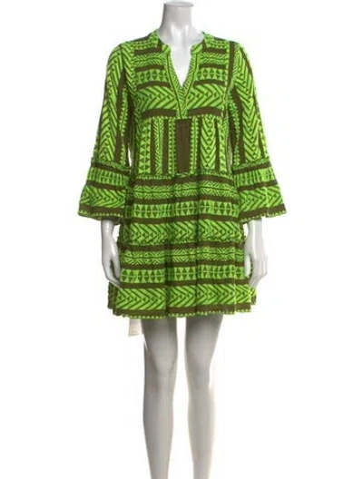 Pre-owned Devotion Twins Printed Mini Dress In Green