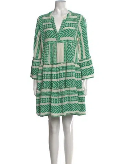 Pre-owned Devotion Twins Printed Mini Dress In Green
