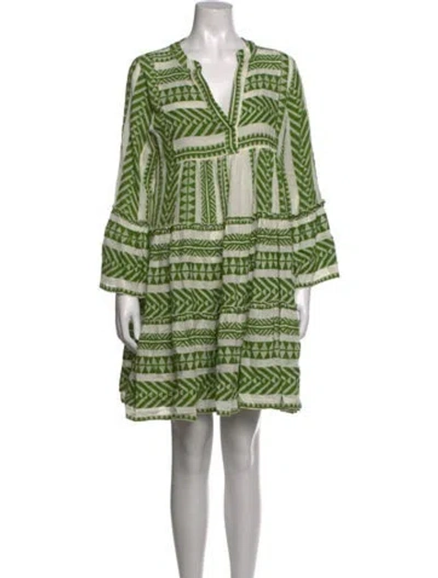 Pre-owned Devotion Twins Printed Mini Dress In Green