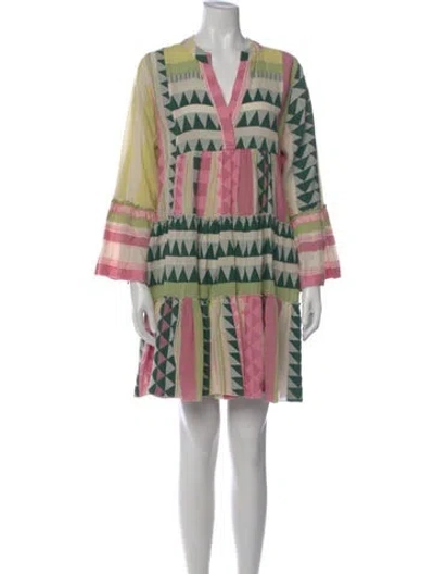 Pre-owned Devotion Twins Printed Mini Dress In Neutral